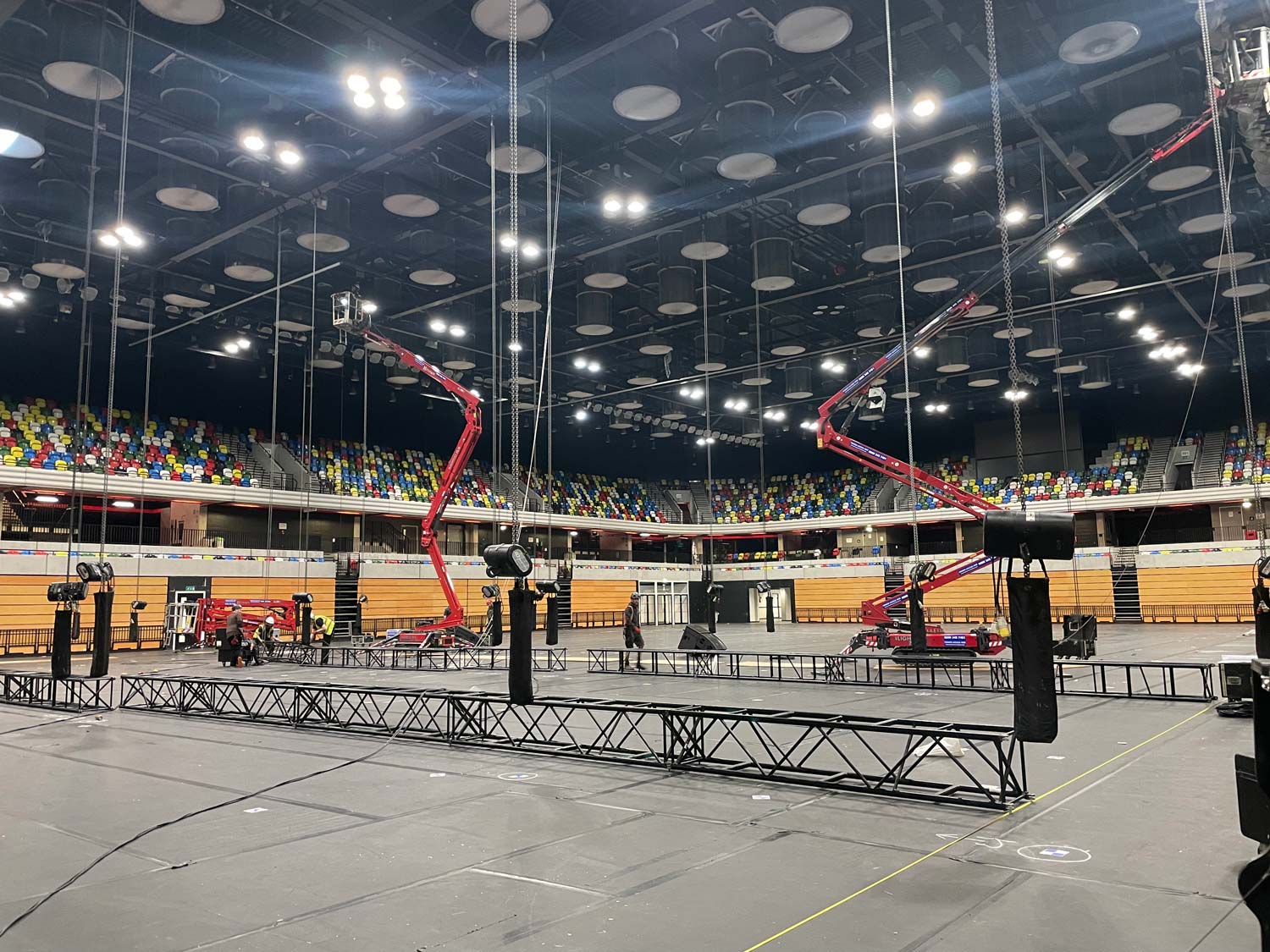 Full event rigging and lighting being set up
